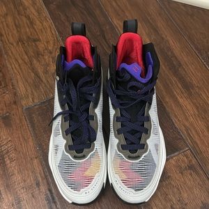 Brand New Air Jordan Light Bone Fire Red and Black Youth Size 6 RJ  XXXVII Shoes